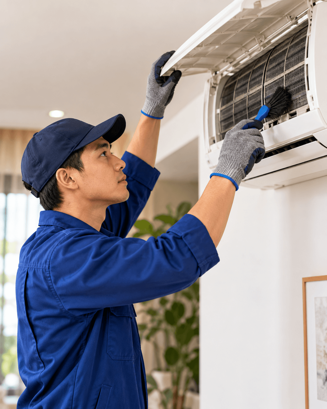 Technician repairing kitchen plumbing