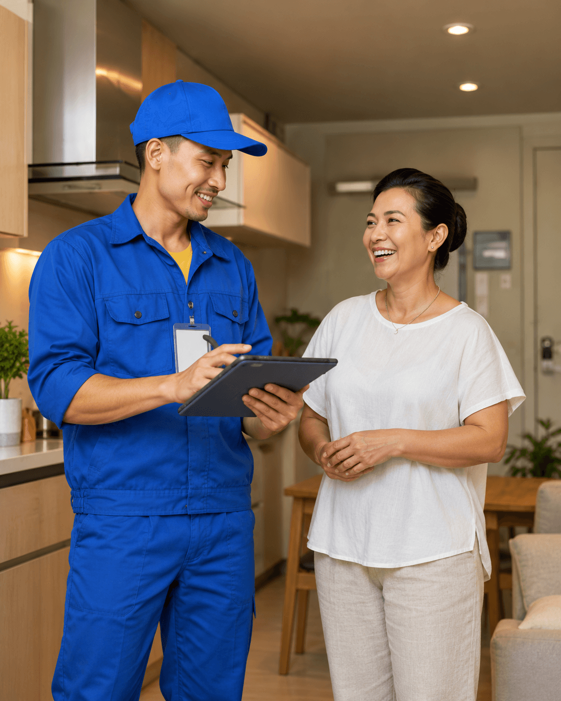 Service professional helping a homeowner